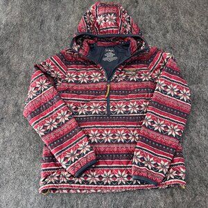 LL Bean Katahdin Insulated Pullover Jacket Fair Isle Print Quilted Womens Small